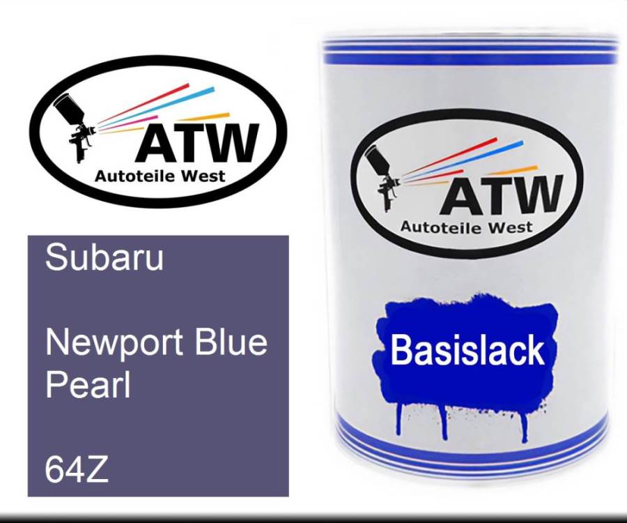 Subaru, Newport Blue Pearl, 64Z: 500ml Lackdose, von ATW Autoteile West.